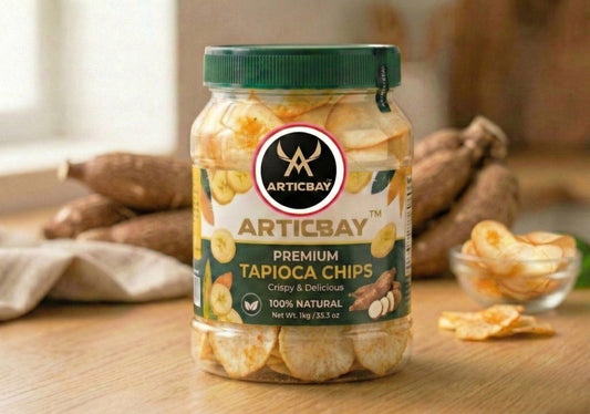 ARTICBAY tapioca chips | Roasted in pure coconut oil, blended with mild chili and salt.